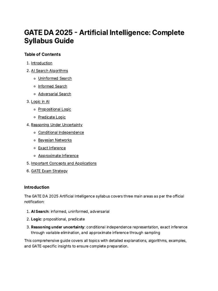 GATE DA 2025 AI Syllabus Overview | PDF | Bayesian Network | Applied ...