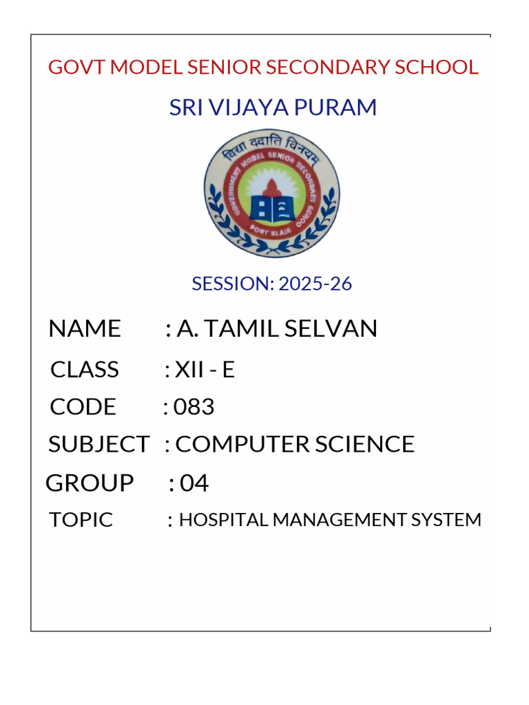 Hospital Management System Project Report | PDF | Software Testing ...