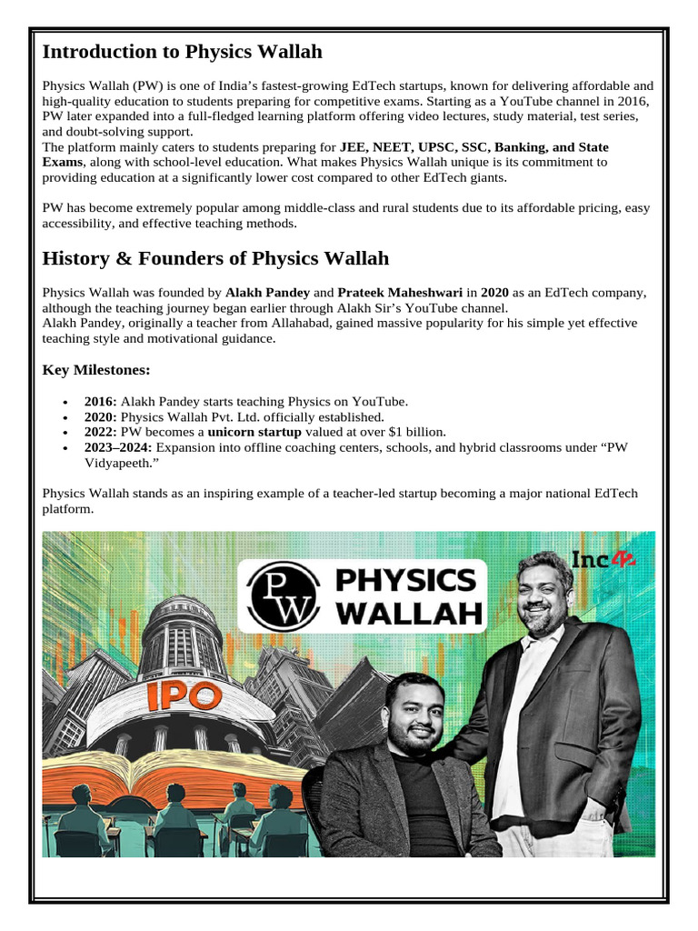 Introduction To Physics Wallah | PDF | Educational Technology