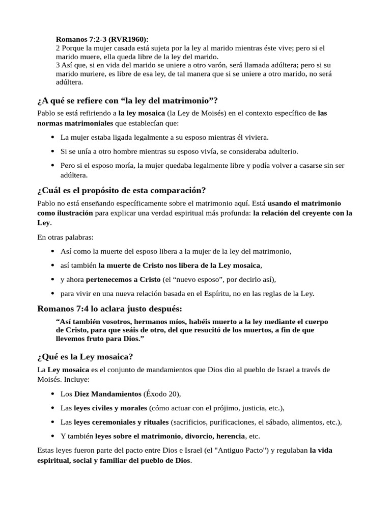 La Ley del Matrimonio y la Libertad en Cristo | PDF | Pecado | Epístola ...