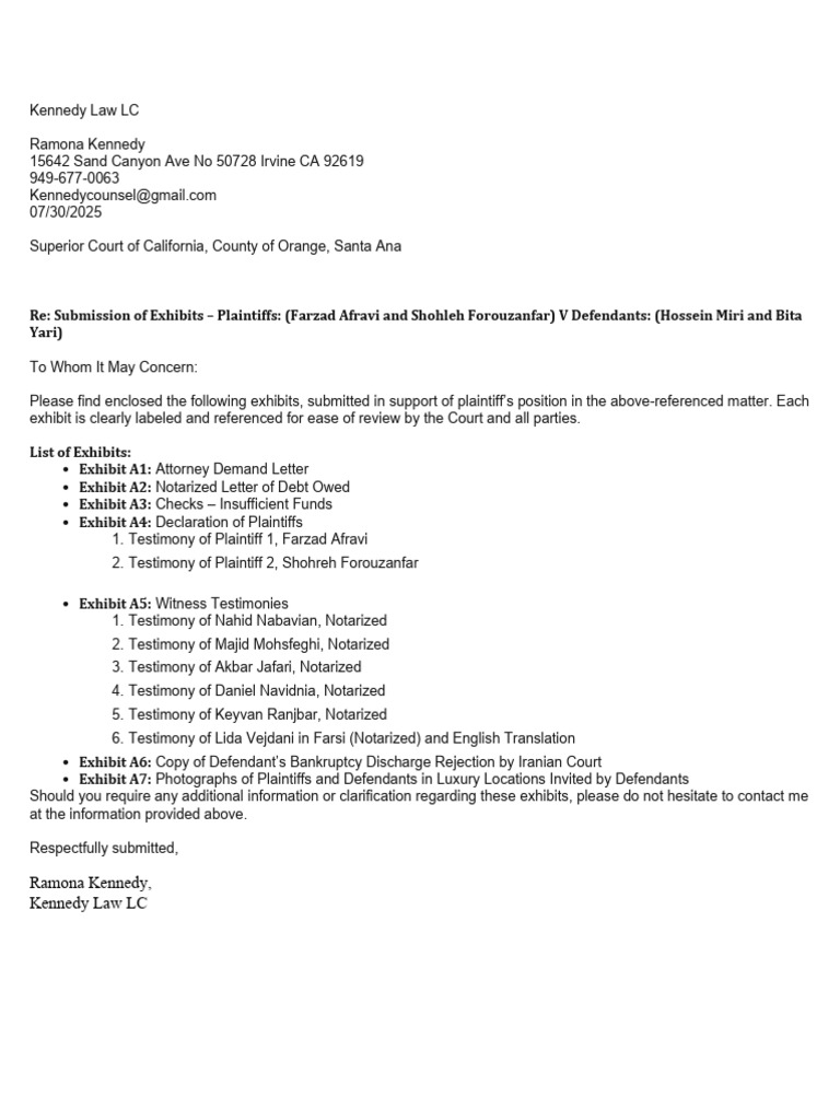 Legal Exhibits for Fraud Case Submission | PDF | Bankruptcy | Judgment ...