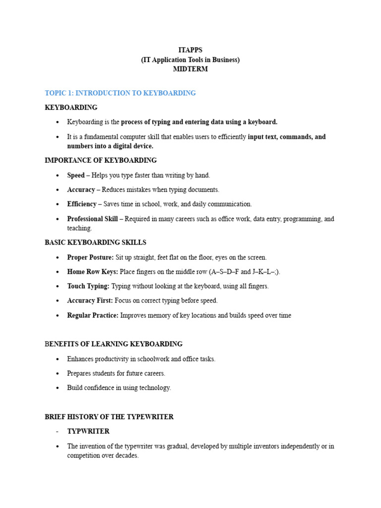 Keyboarding Skills and Typewriter History | PDF | Typewriter | Word ...