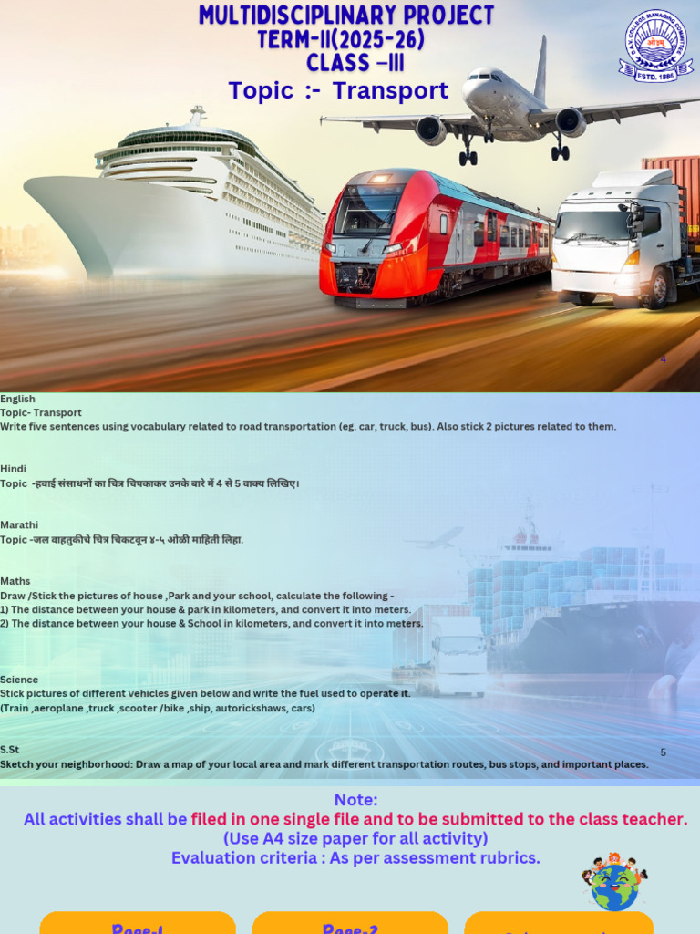 Class III Multidisciplinary Project: Transport | PDF
