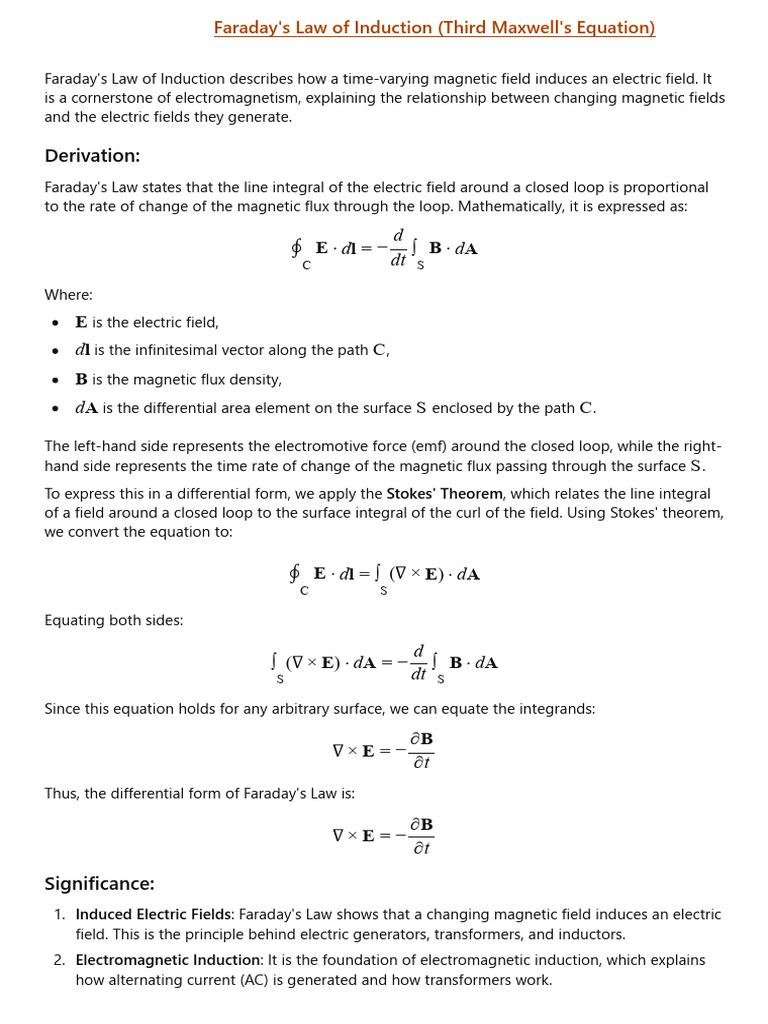 Faradays Laws and Significance | PDF | Electromagnetic Induction ...