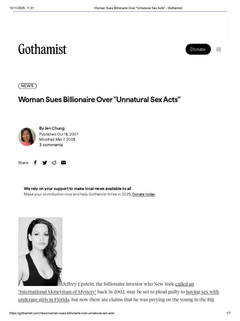 Woman Sues Billionaire Over - Unnatural Sex Acts - Gothamist | PDF
