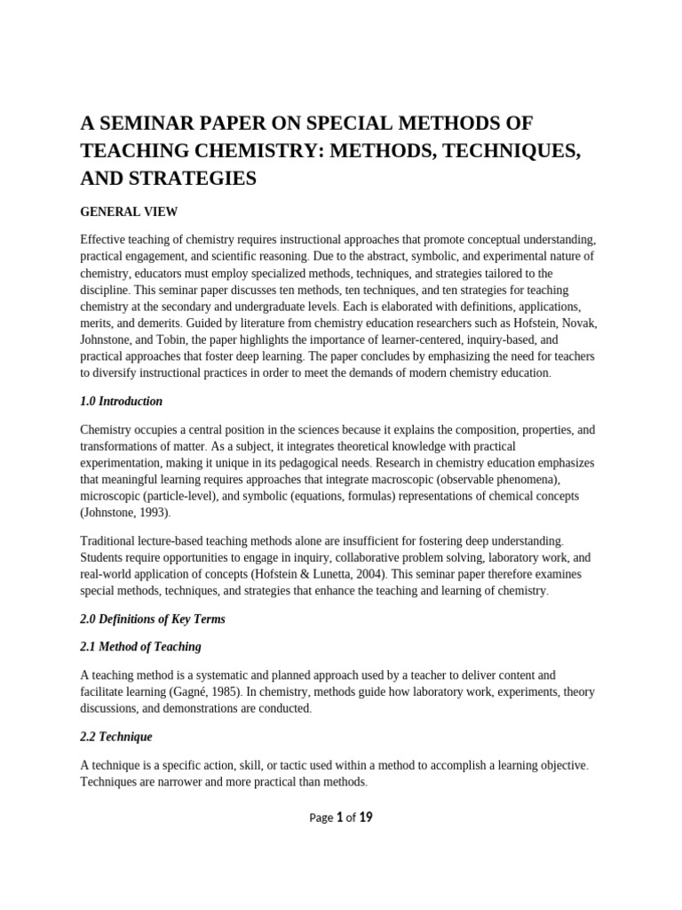 Effective Chemistry Teaching Methods | PDF | Learning | Educational ...
