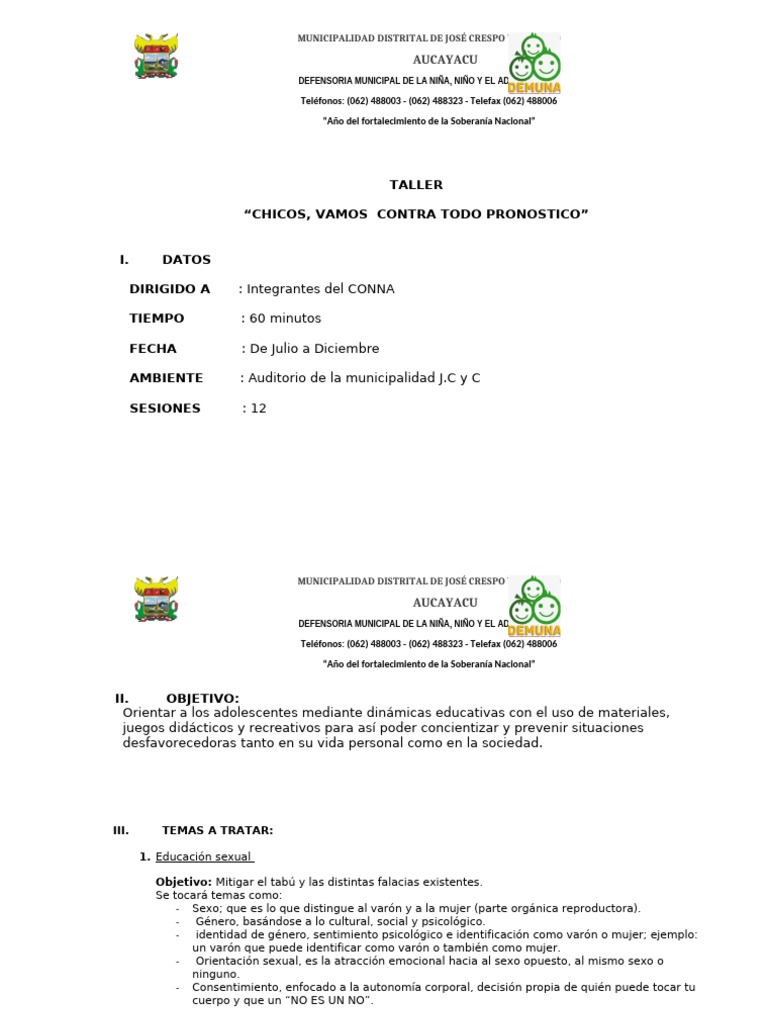 Talleres para Adolescentes | PDF | Trastorno depresivo mayor | Las ...