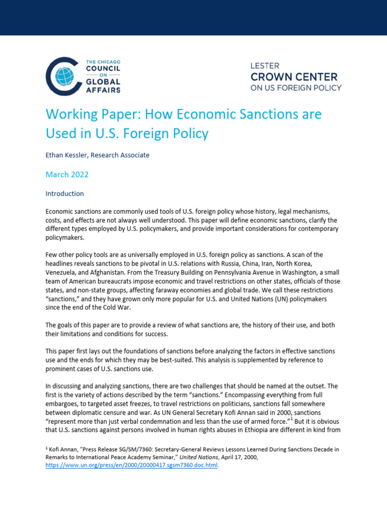 U.S. Economic Sanctions in Foreign Policy | PDF | International ...
