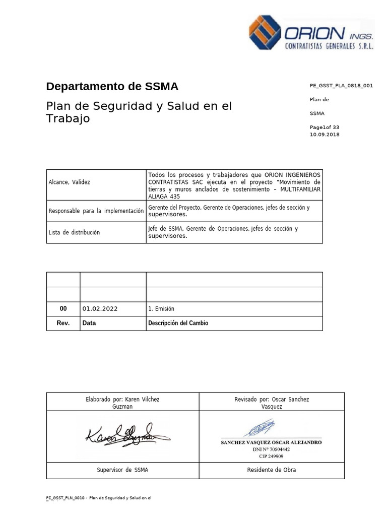 Plan de Seguridad y Salud Laboral | PDF | Seguridad y salud ocupacional ...