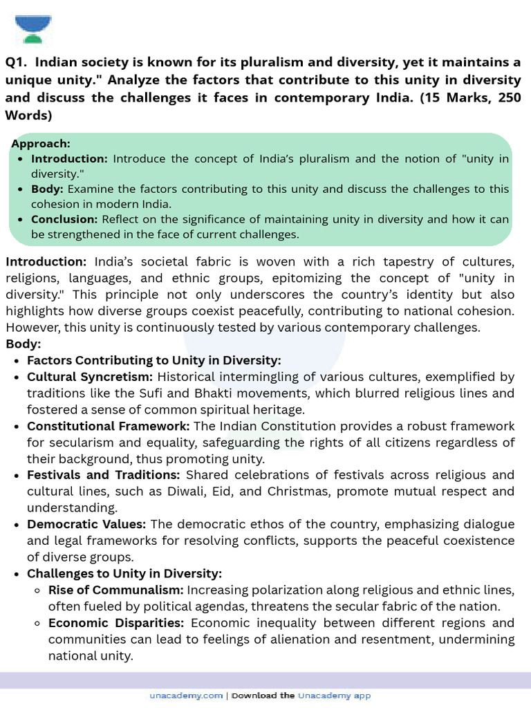 Unity in Diversity in Modern India | PDF | Caste | Multiculturalism