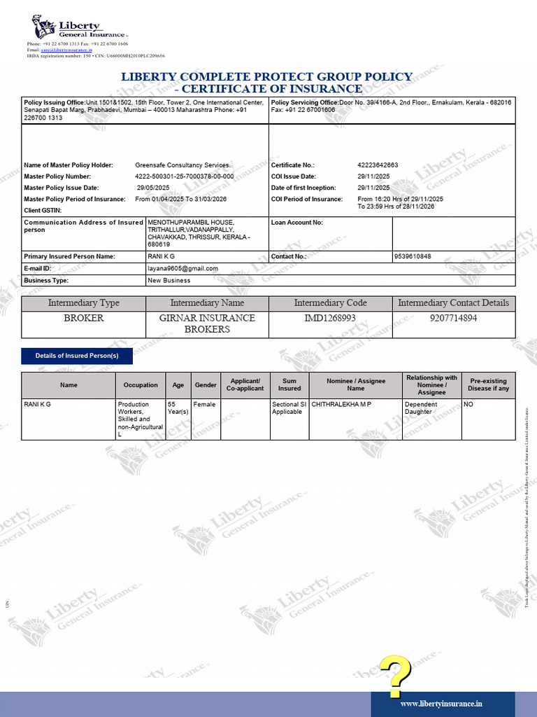 Certificate | PDF | Insurance