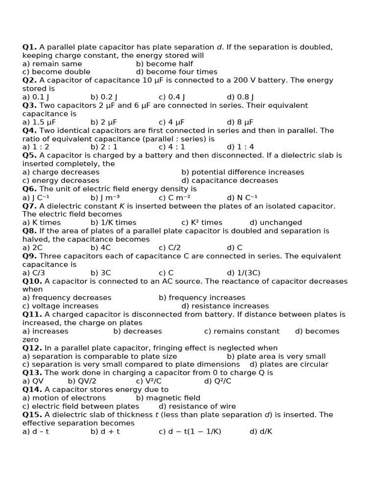 Capacitor Concepts and Energy Calculations | PDF | Capacitor | Capacitance