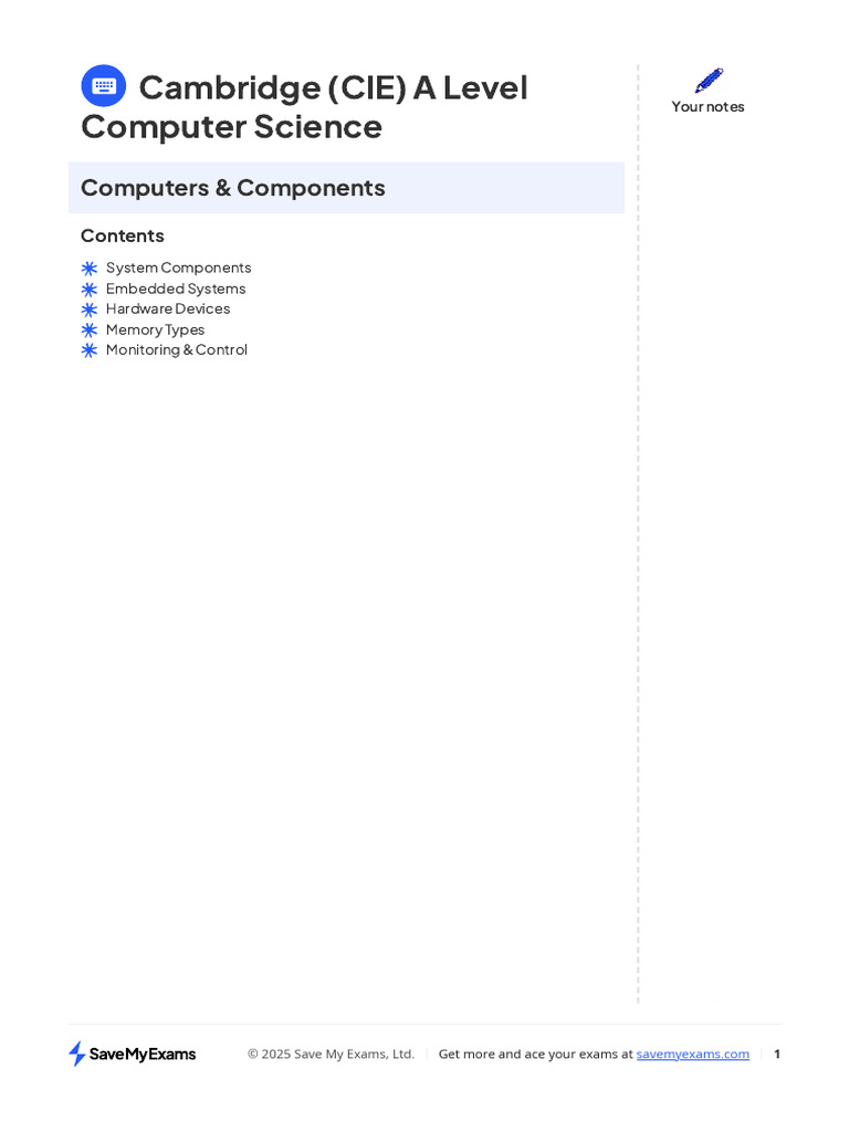 A Level Computer Science: Hardware Guide | PDF | Random Access Memory ...