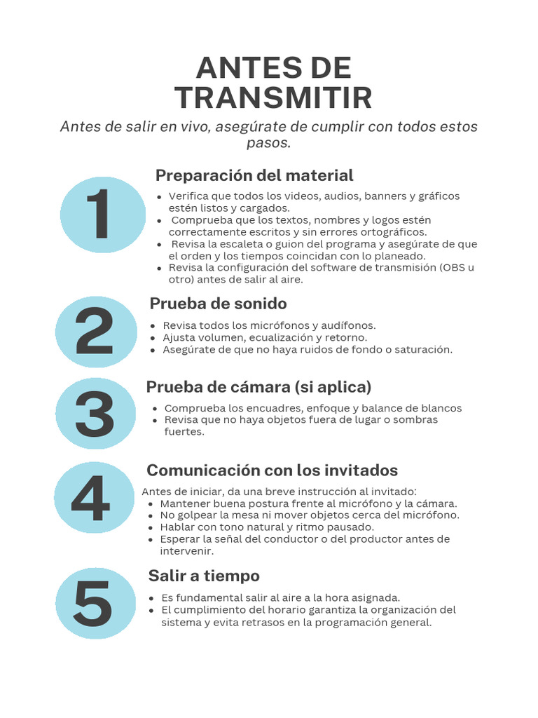 Guía de Preparación para Transmisiones en Vivo | PDF