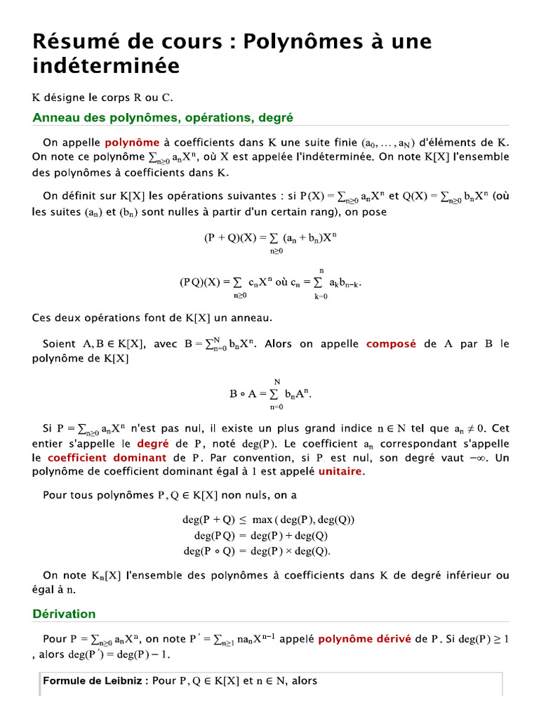 17 - Polynômes BIBMATH | PDF