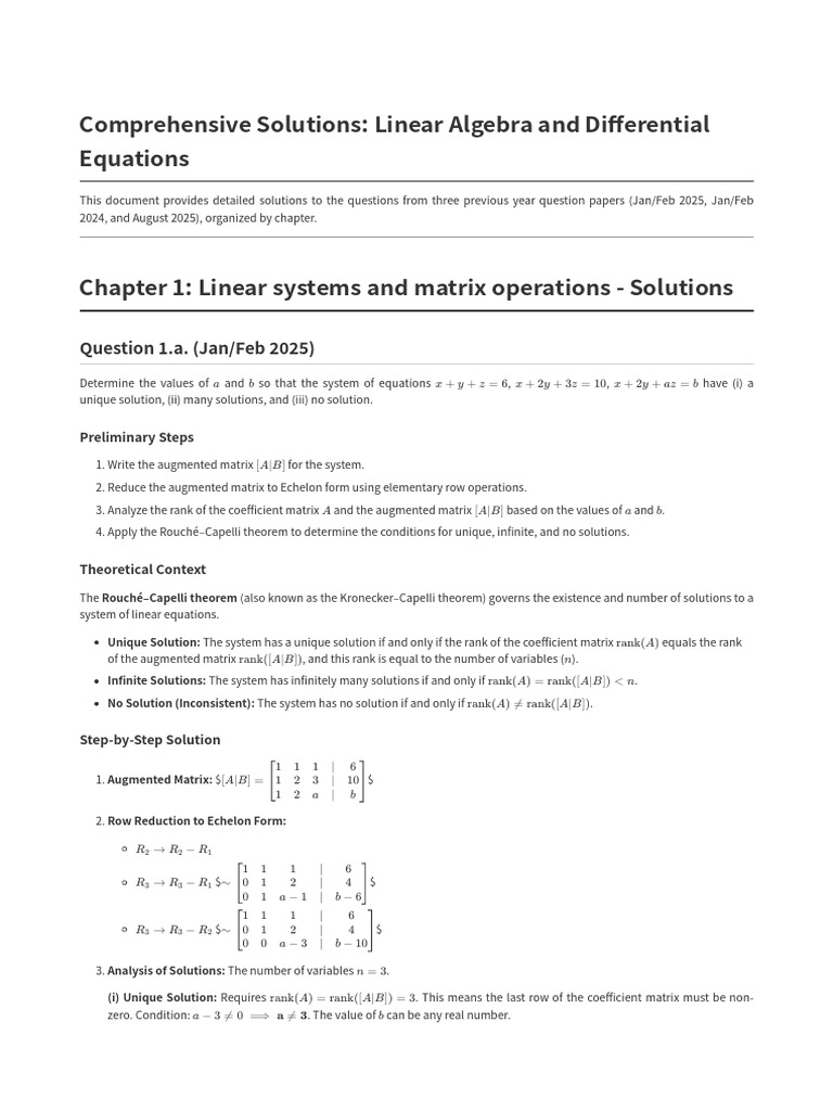 Linear Algebra Solutions Guide | PDF | Matrix (Mathematics) | System Of ...
