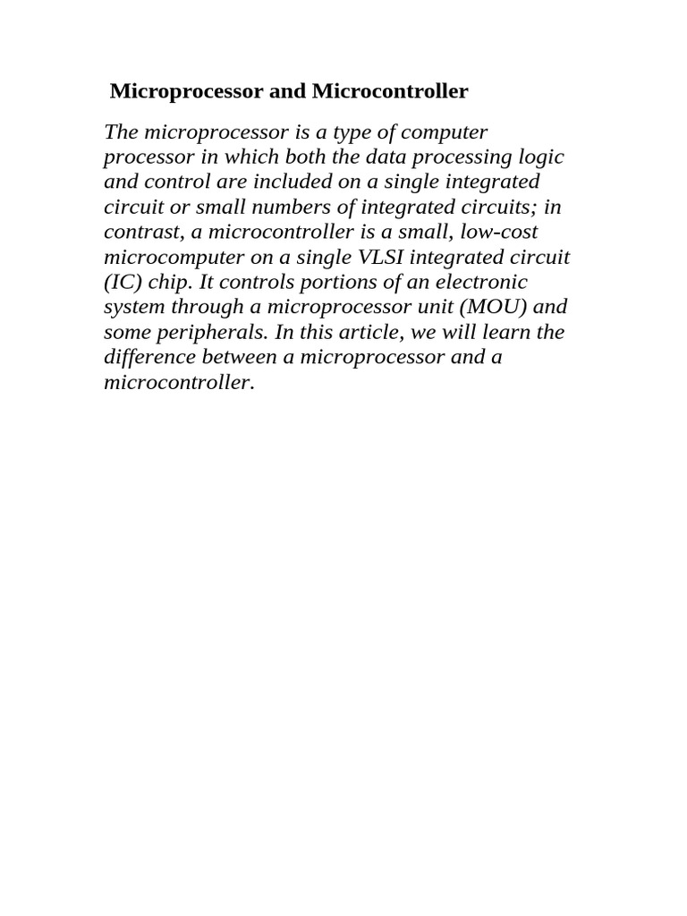 Micro Processors and Micro Controllers | PDF | Microcontroller ...
