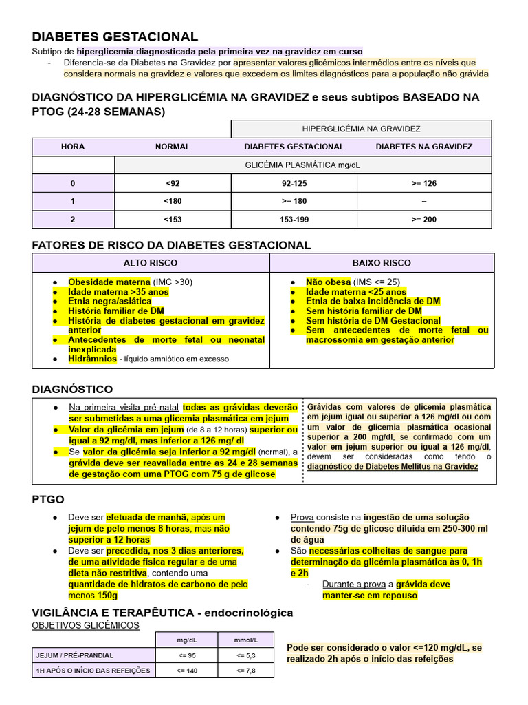 Diabetes Gestacional: Diagnóstico e Tratamento | PDF | Gravidez | Diabetes