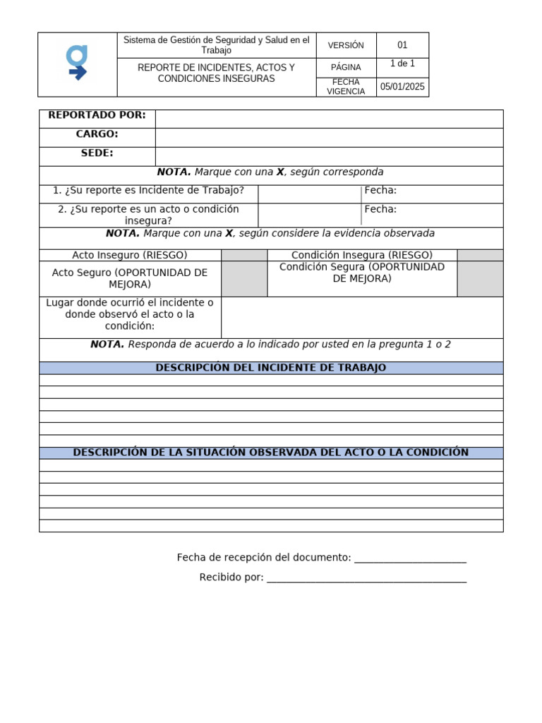 Reporte de Incidentes Laborales | PDF
