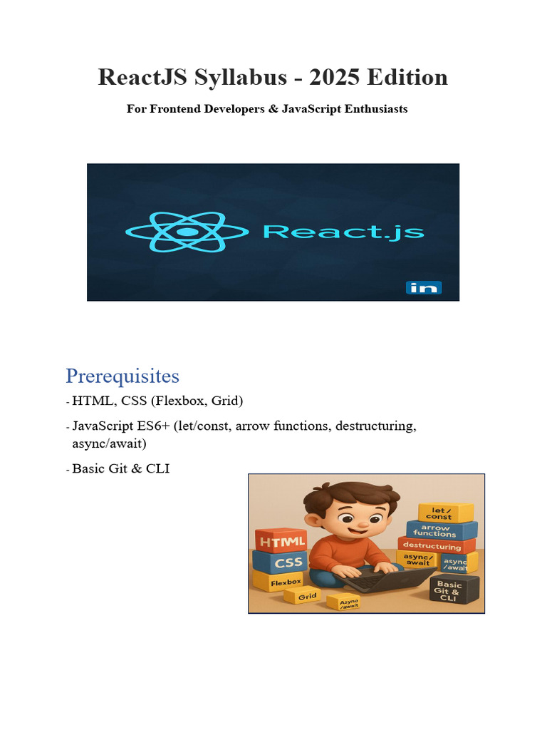 ReactJS Syllabus for 2025 Developers | PDF