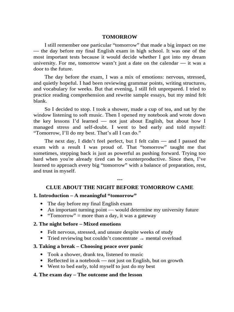 Tomorrow | PDF