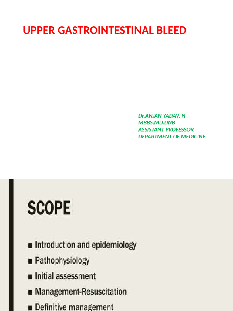 Upper Gastrointestinal Bleeding Overview | PDF