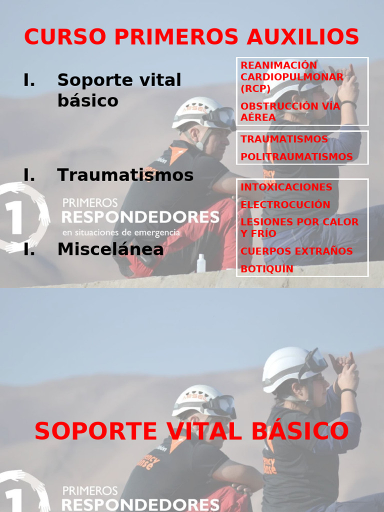 Curso de Primeros Auxilios y RCP | PDF | Reanimación cardiopulmonar ...