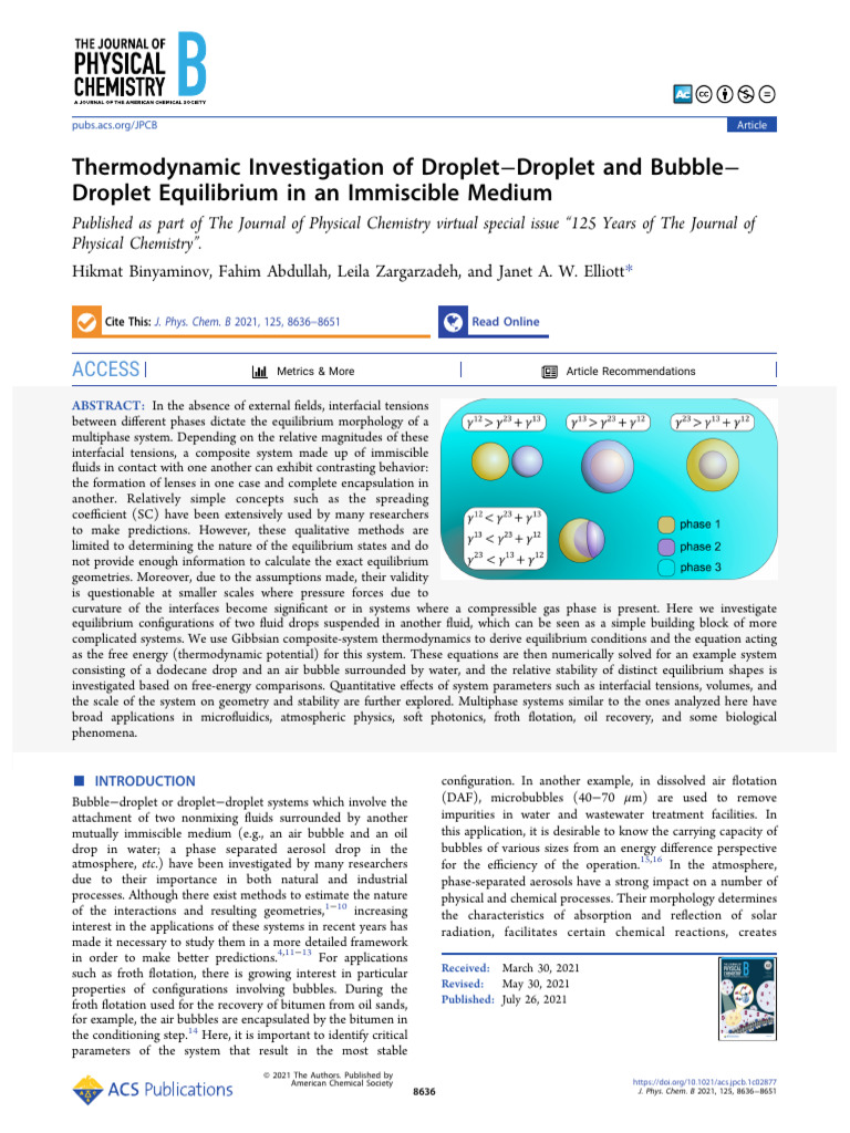 Thermodynamic Investigation of Droplet Droplet and Bubble Droplet ...