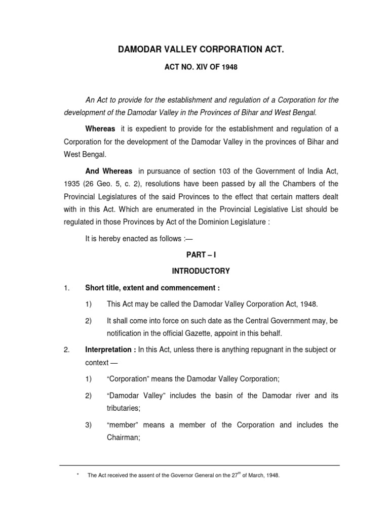 Damodar Valley Corporation Act 1948 | PDF | Taxes | Expense