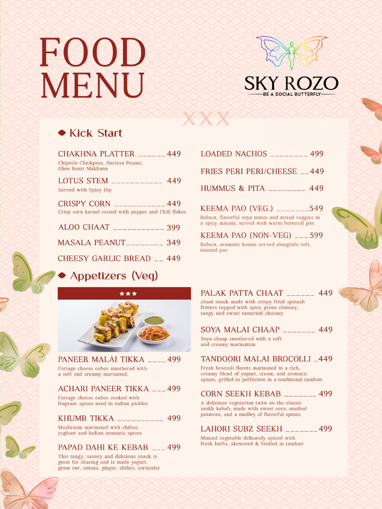 SKY ROZO Food Menu | PDF