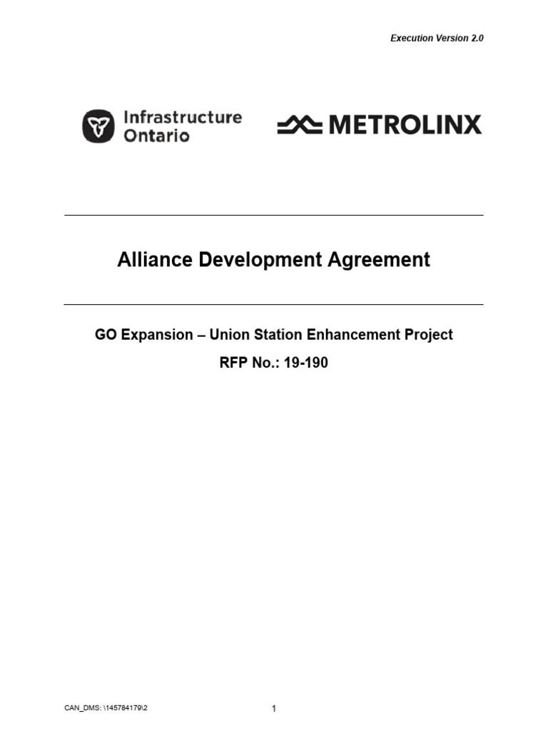 Alliance Development Agreement: GO Expansion - Union Station ...