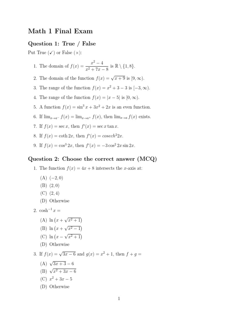 Math 1 2024 25 Final | PDF | Chess Theory | Chess