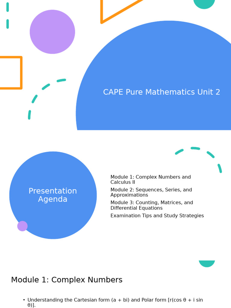 CAPE Pure Mathematics Unit 2 Guide | PDF | Equations | Integral