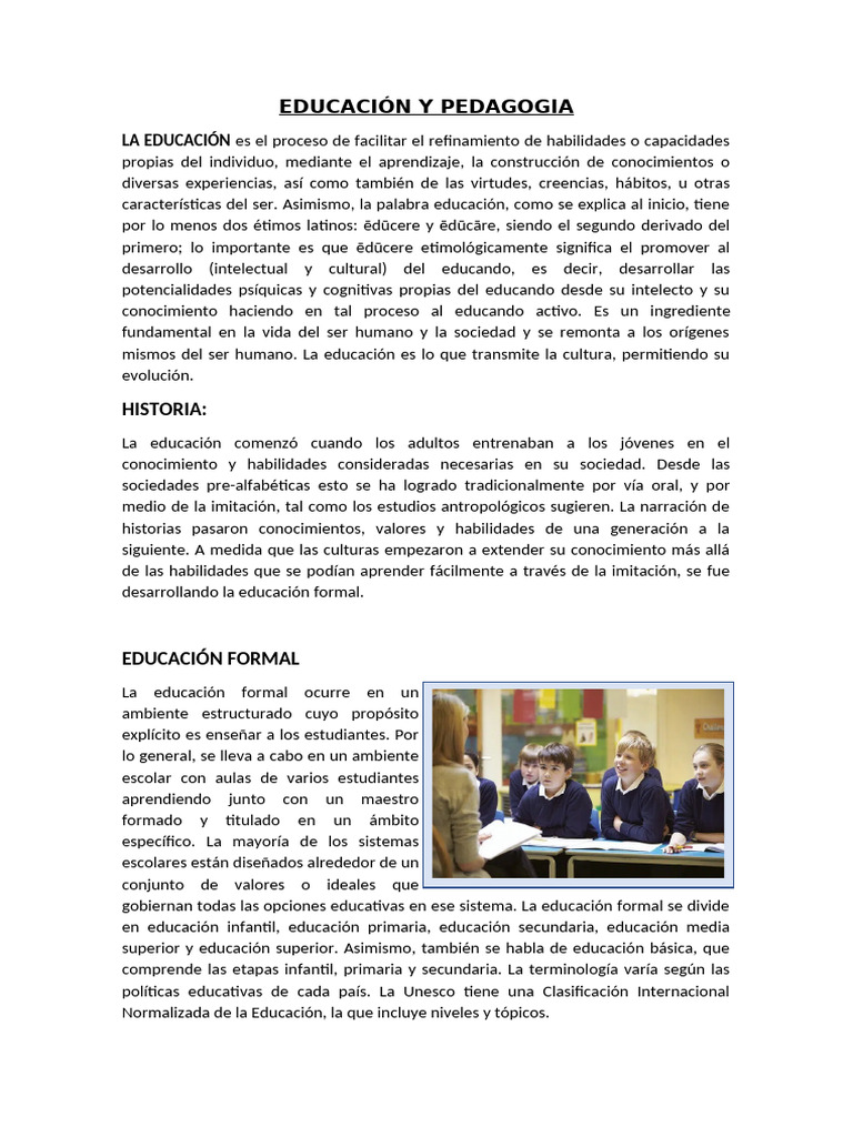 Tipos y Fundamentos de la Educación | PDF | Pedagogía | Educación ...