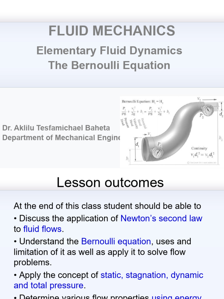 Understanding Bernoulli's Equation in Fluid Dynamics | PDF | Fluid ...