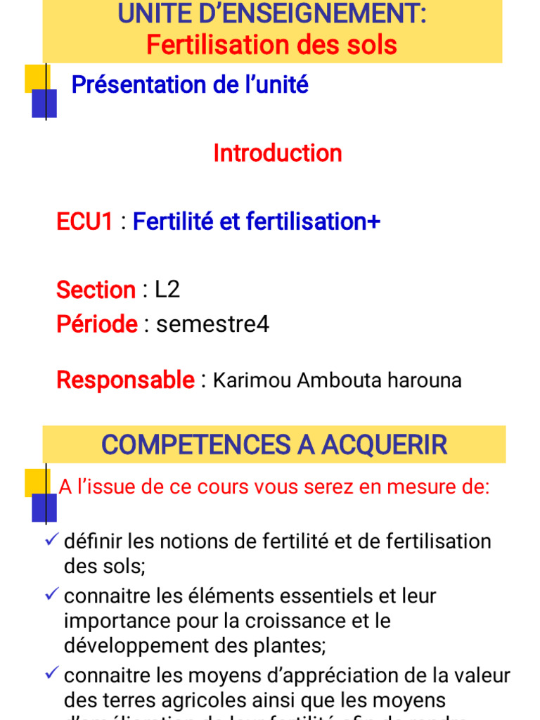 Fertilisation des sols au Sahel | PDF | Sol (pédologie) | Fertilité des ...