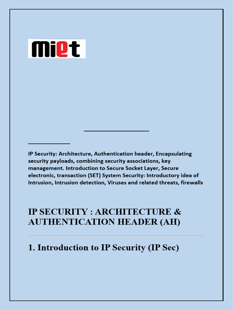 IP Security: Architecture & Protocols | PDF | Transport Layer Security ...