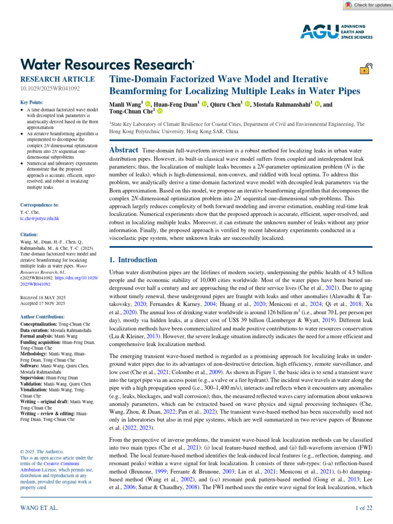 Water Resources Research - 2025 - Wang - Time Domain Factorized Wave ...