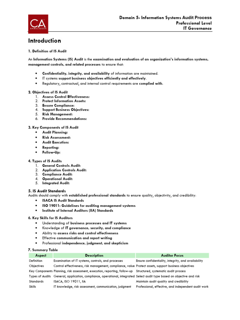 Information Systems Audit Overview | PDF | Audit | Risk