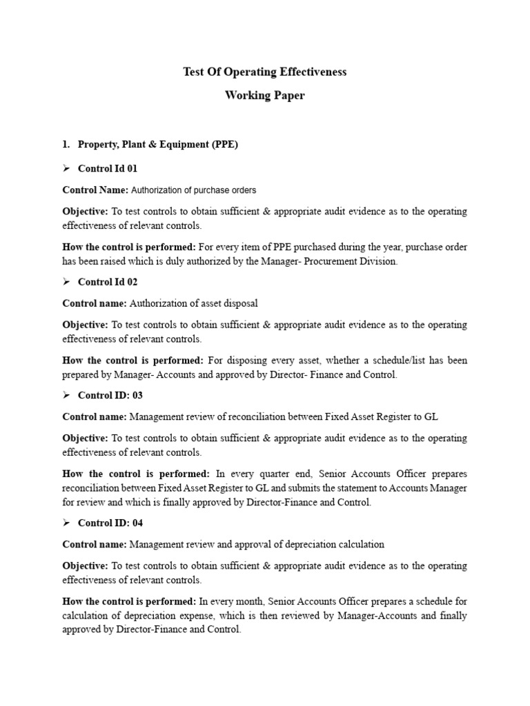 Operating Effectiveness Control Testing | PDF | Audit | Accounts Payable