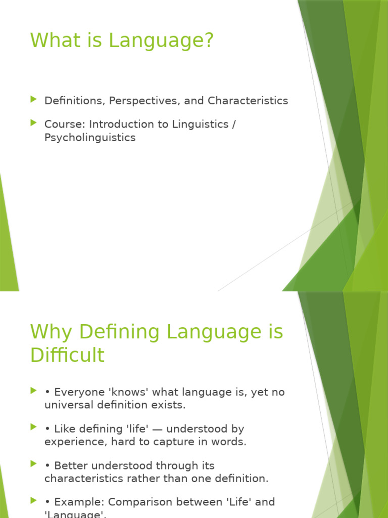 fc8842 - Lecture 1 Intro To Language | PDF | Linguistics | Semantics
