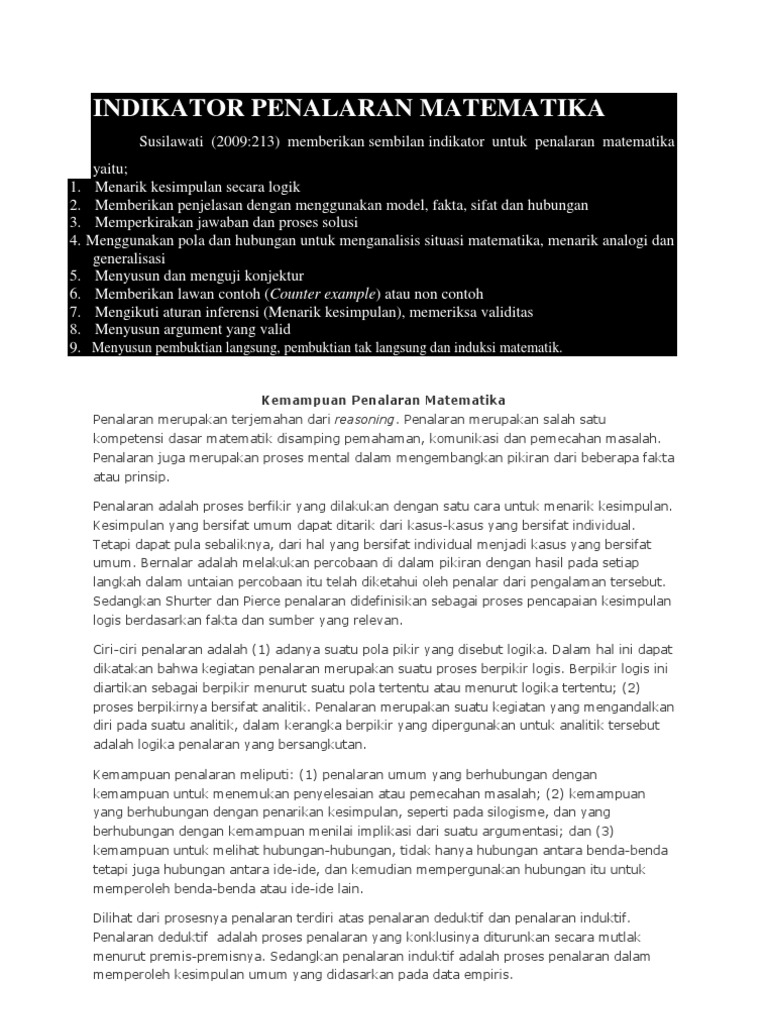 INDIKATOR PENALARAN MATEMATIKA