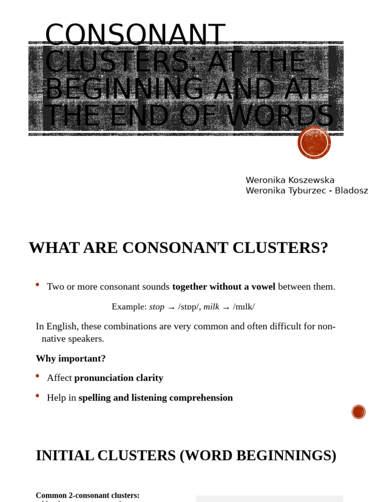 Understanding Consonant Clusters in English | PDF | Linguistics | Oral ...