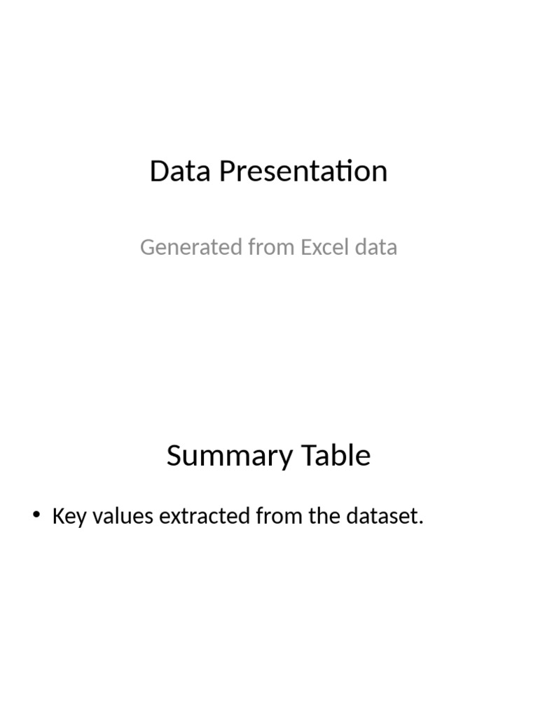 Excel Data Presentation | PDF