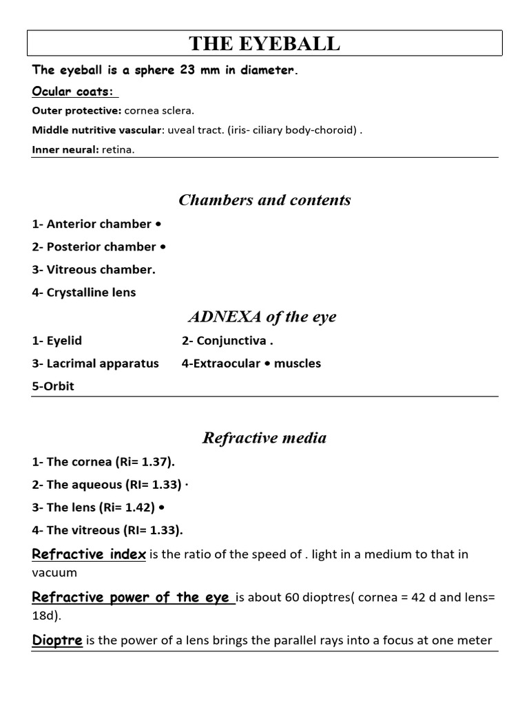 Anatomy and Conditions of the Eyeball | PDF | Human Anatomy | Medical ...
