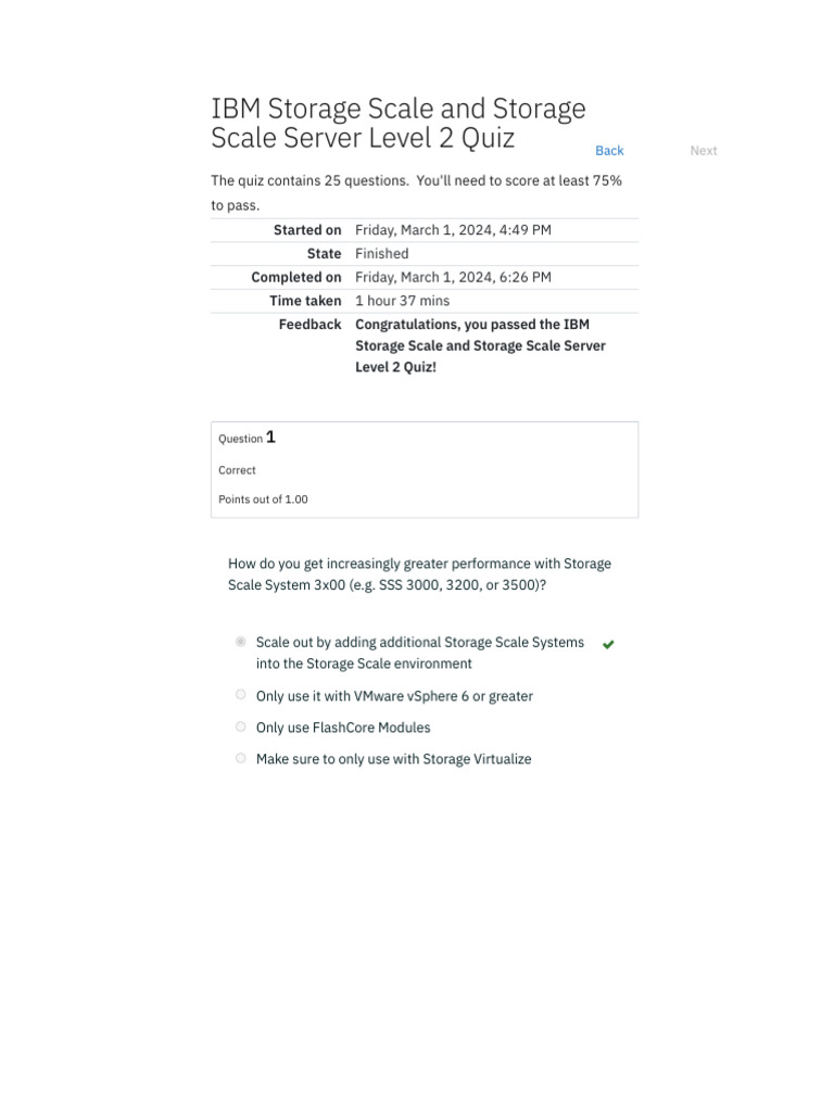 IBM Storage Scale Level 2 Quiz Results | PDF | Cloud Computing ...