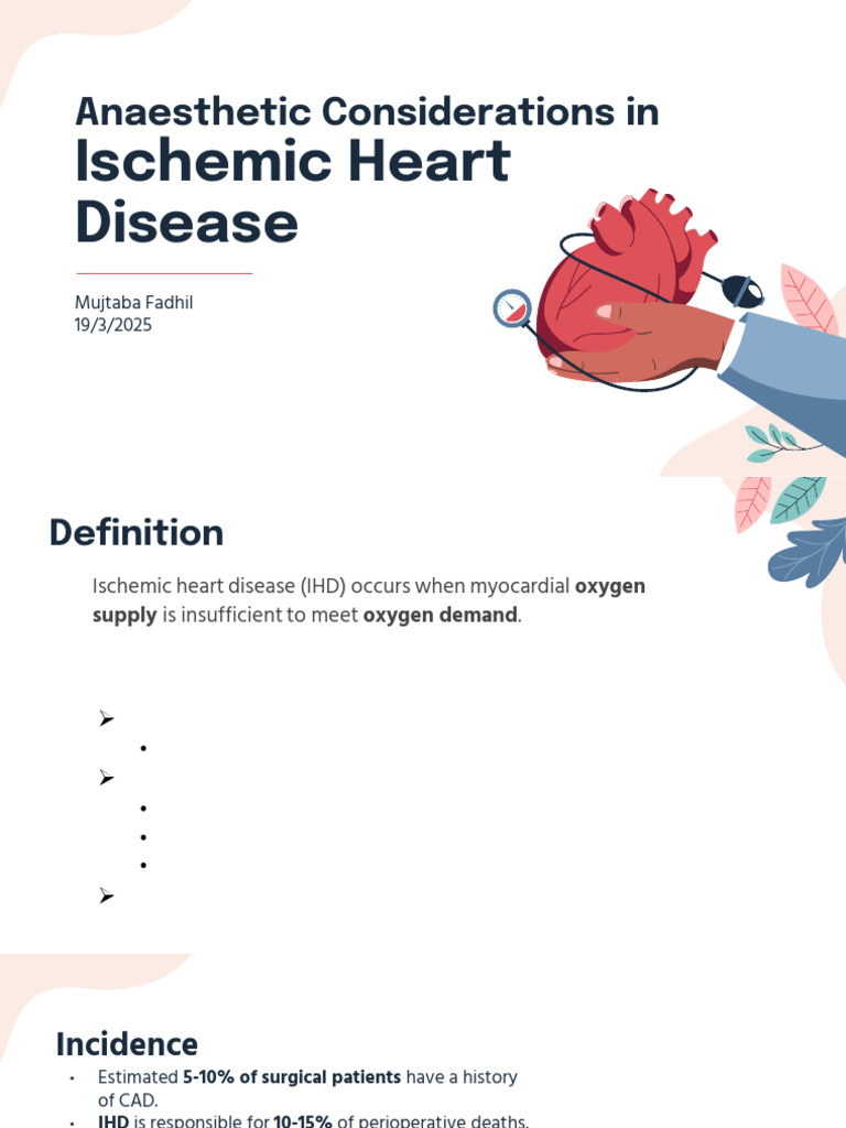 Anaesthesia in Ischemic Heart Disease | PDF | Myocardial Infarction | Heart