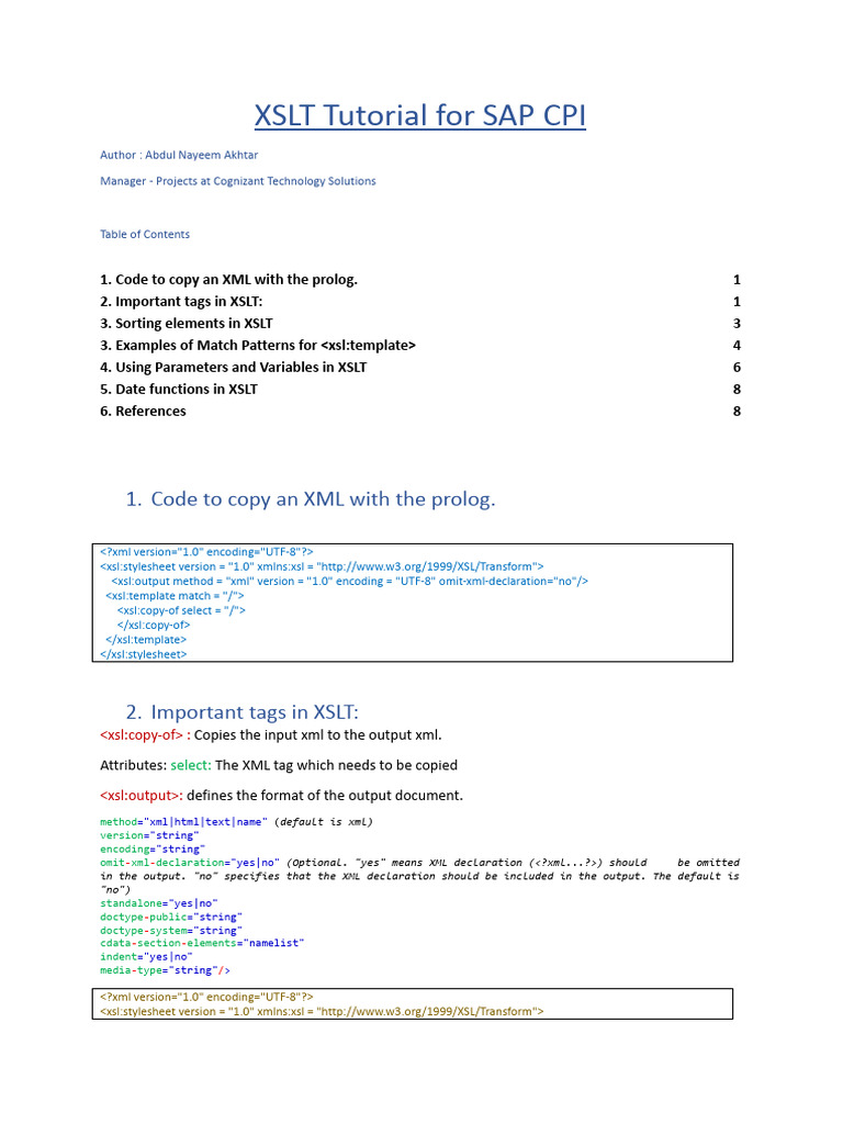 XSLT Guide for SAP CPI Users | PDF | Xslt | Xml