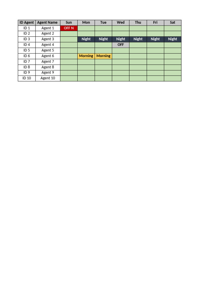 Weekly Agent Shift Schedule Overview | PDF