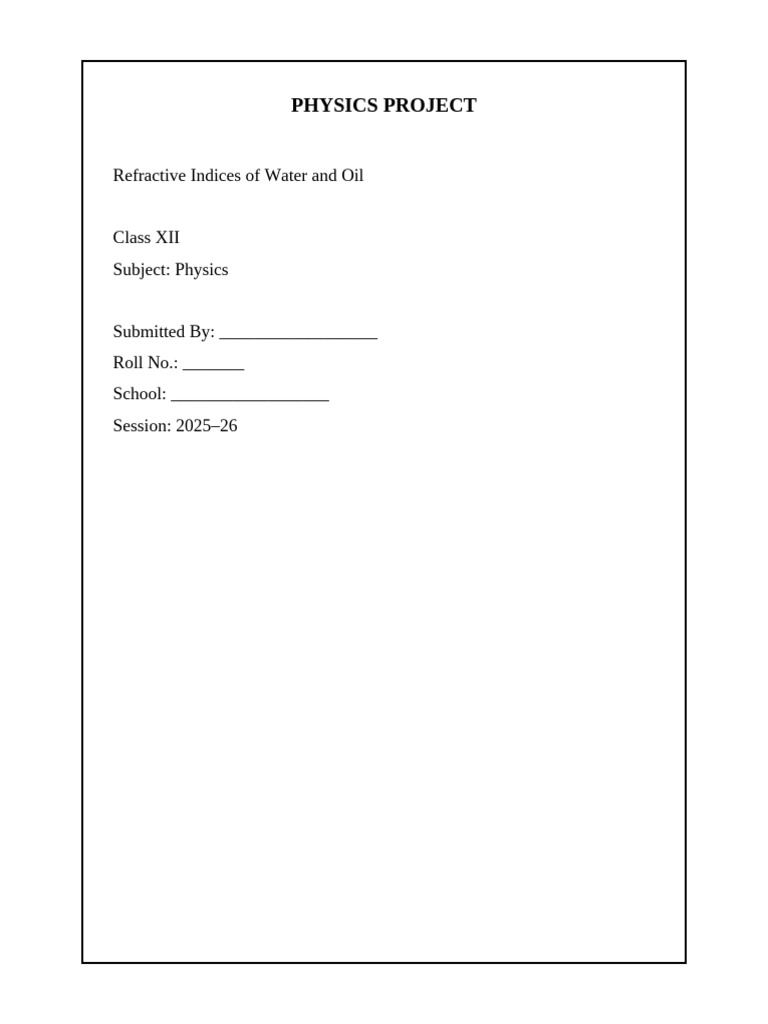 Refractive Indices of Water and Oil | PDF | Refractive Index | Refraction